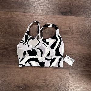 NWT! Lululemon Energy Long Line Bra, Black/Grey Swirl Print, Size 4